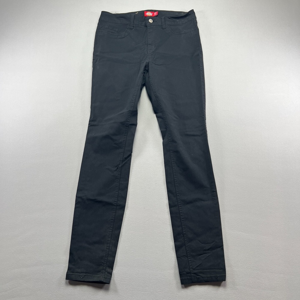 Dickies Twill Pants Womens 11/30 Black Stretch Mid Rise Skinny Leg Everyday Wear